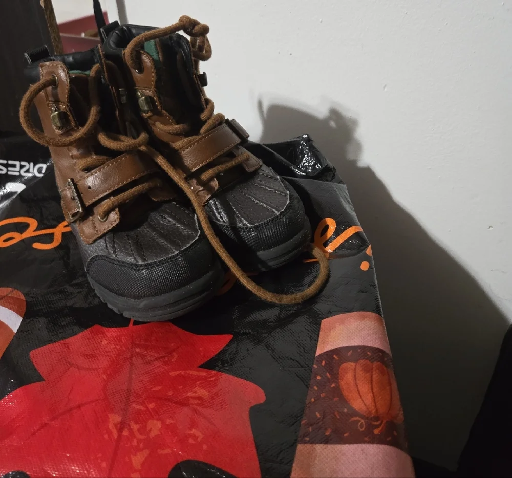 Polo by Ralph Lauren Brown and Black Kids Lace-Up Booties
